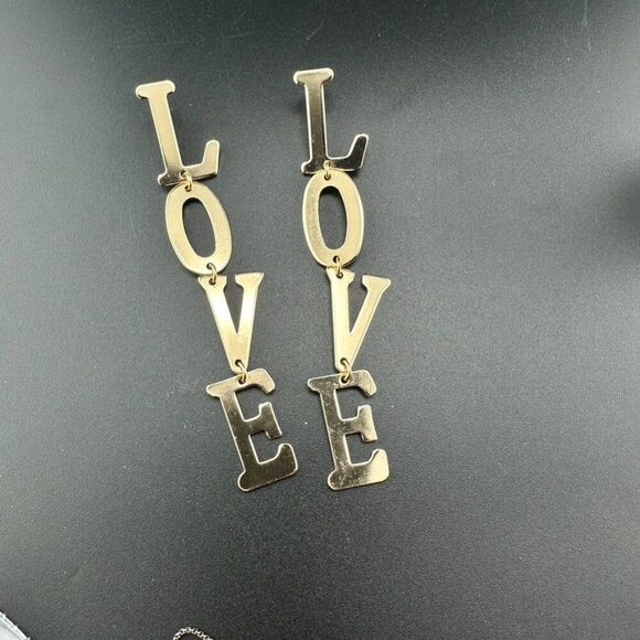 LOVE spell out word letter Gold tone Earrings - Picture 3 of 4